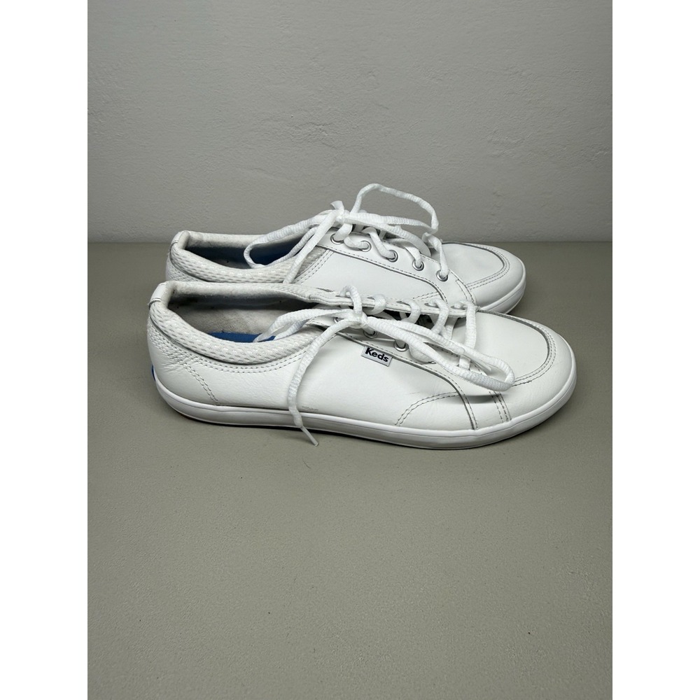 Keds Center Leather Sneakers White Size 7.5 Womens Casual Shoes Lightly Worn